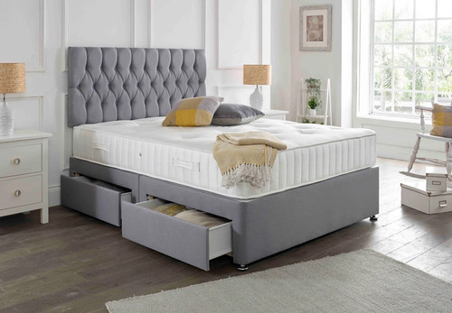 Suede memory foam divan bed - suede,