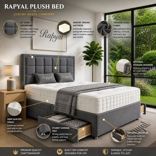 Plush divan bed - bed, set