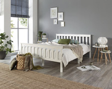 White Solid Wooden Bed Frame