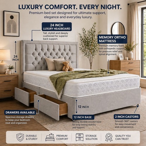 Plush divan bed set with - plush,